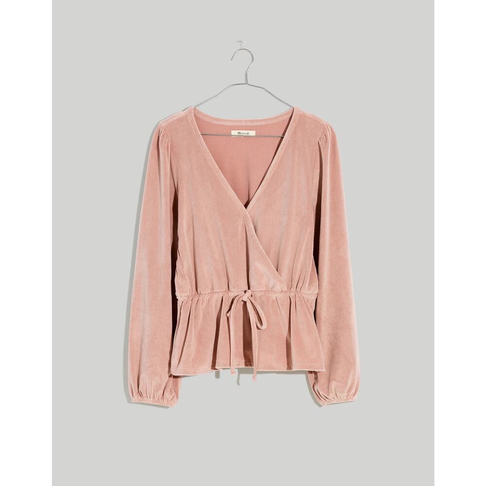 Madewell Corduroy Tie-Front Faux-Wrap Top
